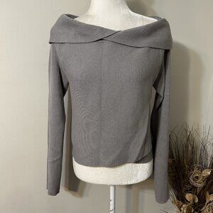 NWT Soft Surroundings Aviva Sweater Gray Ribbed Cowl Neck Cropped Sz XL Flaw